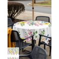 thumbnail image 5 of Outdoor Tablecloth with Umbrella Hole for Patio/Picnic/Party/Camping, Spring Flowers Blossom Waterproof Table Cloth Square Cover Washable, Pastoral Farmhouse Botanical Leaves (60"x 60"), 5 of 8
