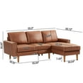 thumbnail image 6 of Dinosisco 82" L-Shape Sofa with Right Chaise, Suede Upholstered 3-Seater Couch for Living Room, Brown, 6 of 8