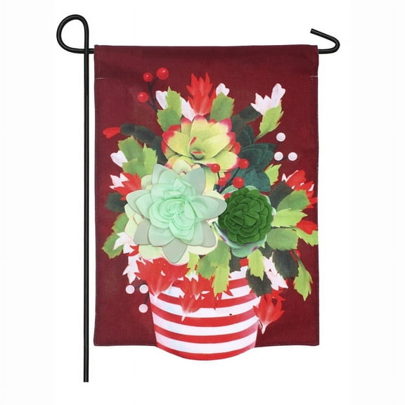 Evergreen Flag, Holiday Succulents Garden Burlap Flag, 18'' x 0.25'' inches