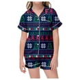 thumbnail image 1 of YOUSNH Ensemble de Pyjama de Noël Classique pour Enfants, Col Boutonné, Manches Courtes et Shorts, Violet 4-5 Ans, 1 of 5