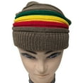thumbnail image 2 of Brown Rasta Reggae Style Winter Ski Crochet Beret Baggy Oversize Slouchy Beanie Hat, 2 of 3