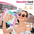 thumbnail image 3 of Case for iPad Air 11 inch M3 2025/M2 2024 (7th/6th Gen), 360 Rotating Stand Handle Shoulder Strap Heavy Duty Shockproof Cover, Rainbow Pink, 3 of 7