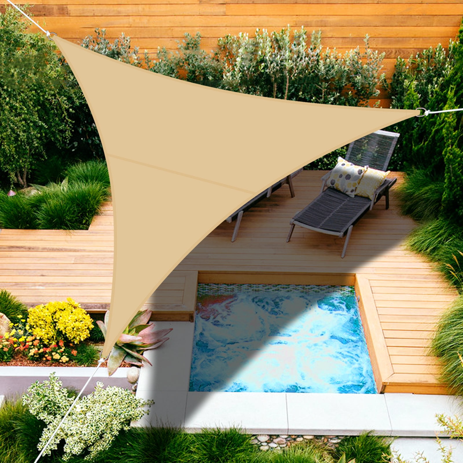 Sunrise Outdoor Sun Shade Sail 12'x12'x12' Triangle UV Top Cover Canopy - Beige