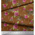 thumbnail image 2 of Soimoi Velvet Fabric Leaves & Austin Rose Floral Decor Fabric Printed Yard 58 Inch Wide, 2 of 3