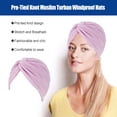 thumbnail image 5 of ZTKJ Muslim Turban Hijabs Caps Turbans Pre-Tied Hats Ruffle Bonnet Pleated Breathable Chemo Wrap Patients Headwear deep purple, 5 of 6