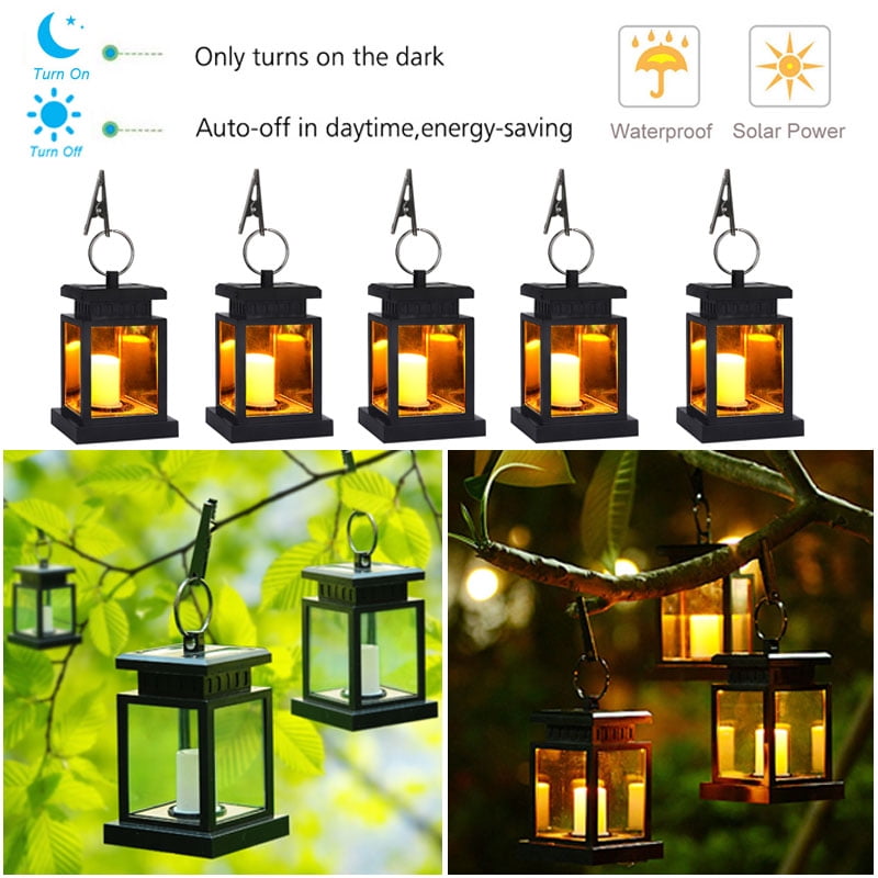 Solar Power Lantern Hanging Light LED Outdoor Waterproof Garden Yard Lamp Decor 