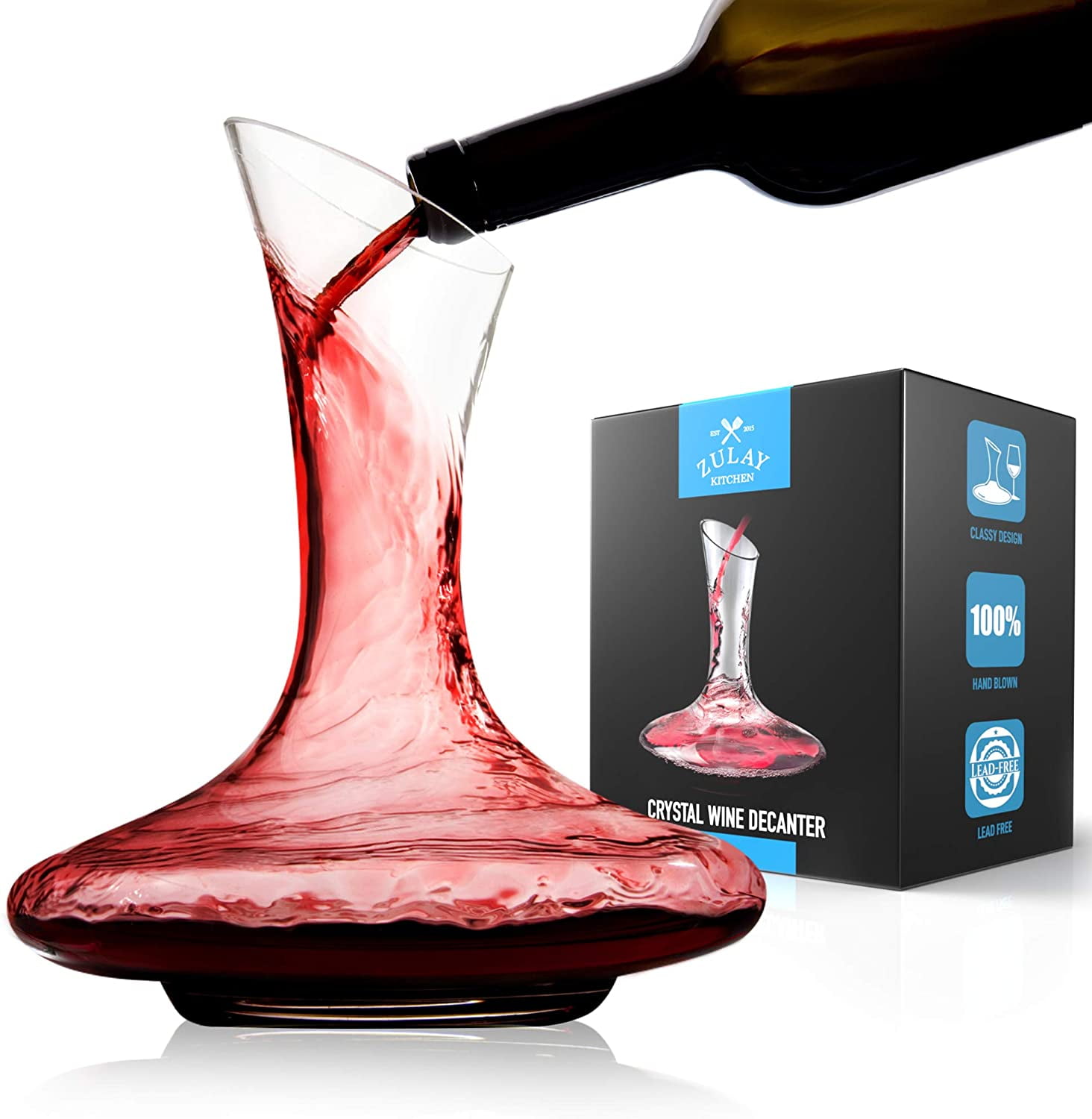 Zulay Kitchen Wine Decanter and Glass Carafe Authentic Wine Aerator