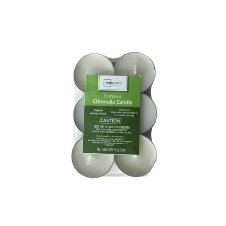 Mainstays Outdoor Citronella Candle - 2 oz Tealight | Repels Mosquitoes | 6 Pack | Up to 2 Hours Burn Time