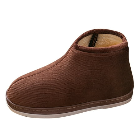 

Xutthjh Men Snow Boots Autumn Winter Fashion Solid Color Simple Flat Bottom Comfortable Round Toe Warm Non-Slip Side Zipper