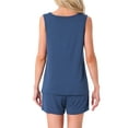 thumbnail image 3 of INSPIRE CHIC Women's Pajama Sets Tank Tops with Shorts Colorful Stripe Lounge Outfits with Pockets 2XL Navy Blue, 3 of 5