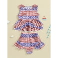 thumbnail image 4 of Musuos Little Girl 4th of July Swimsuit Outfit, 18Months-6Years Star Print Sleeveless Ruffled Swim Tops Frill Trim Swim Shorts Toddler Bathing Suit, 4 of 9