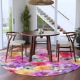 thumbnail image 3 of Round Area Rug 5 Ft, Purple Pink Floral Washable Non-Slip Circle Carpet for Living Room/Bedroom, Spring Pastoral Daisy Low-Profile Runner Mats Collection Rugs for Indoor, 3 of 8