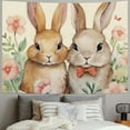 thumbnail image 2 of COMIO Tapestries Happy Easter Floral Bunny Rabbits Peep Peep Polka Dots Buffalo Plaid Painting, 2 of 6