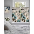 thumbnail image 3 of Teal Tulip Butterfly Bathroom Window Curtain, Beige Turquoise Floral Farmhouse Wooden Light Filtering Coffee Kitchen Curtains, Bedroom Living Room Curtains 2 Panel 84"x45", 3 of 6
