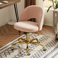 thumbnail image 1 of Ktaxon Office Desk Chair Adjustable Flannel Computer Task Chair Small Rolling Vanity Stool with Wheels for Study Make-up Dressing Room Pink, 1 of 7
