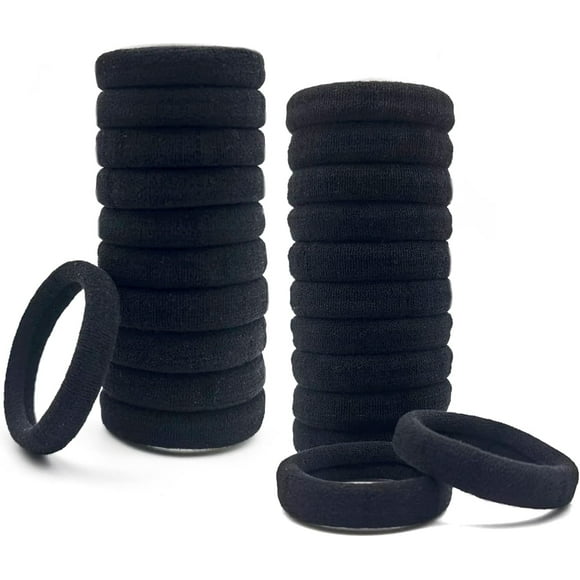 Womens Wave Head, 20 Pack Damage-Free Black Hair Braids, Soft Seamless Hair Braids for Thick Curls, Powerful Elastic Hair Ties Holder (Black)