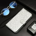 thumbnail image 4 of SaniMore Wallet Case for iPhone 15 Pro Max 6.7" 2023, Glitter PU Leather Case Polka Dot Card Slots Cash Pocket Kickstand Removeable Wrist Strip Magnetic Clasp All-around Protective Cover, Silver, 4 of 5