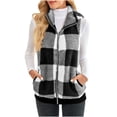 thumbnail image 1 of IROINID Débardeurs de Course pour Femmes, Cardigans Patchwork à Carreaux pour Femmes à devant Ouvert Sans Manches Cardigan Manteau en Peluche Hauts Noir G, 1 of 5
