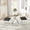 Square Table + Black Chairs, variant on 36" Round Dining Table Set for 4, Silver Stainless Steel Cross Legs, 4 Rattan Velvet Upholstered Chairs, Modern Kitchen for Breakfast Nook