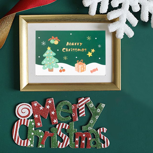 Tarjetas de Celebración Navideñas con Papel de Aluminio Xihbxyly Liquidación de Verano con Muñeco de Estampado y Árbol de Navidad
