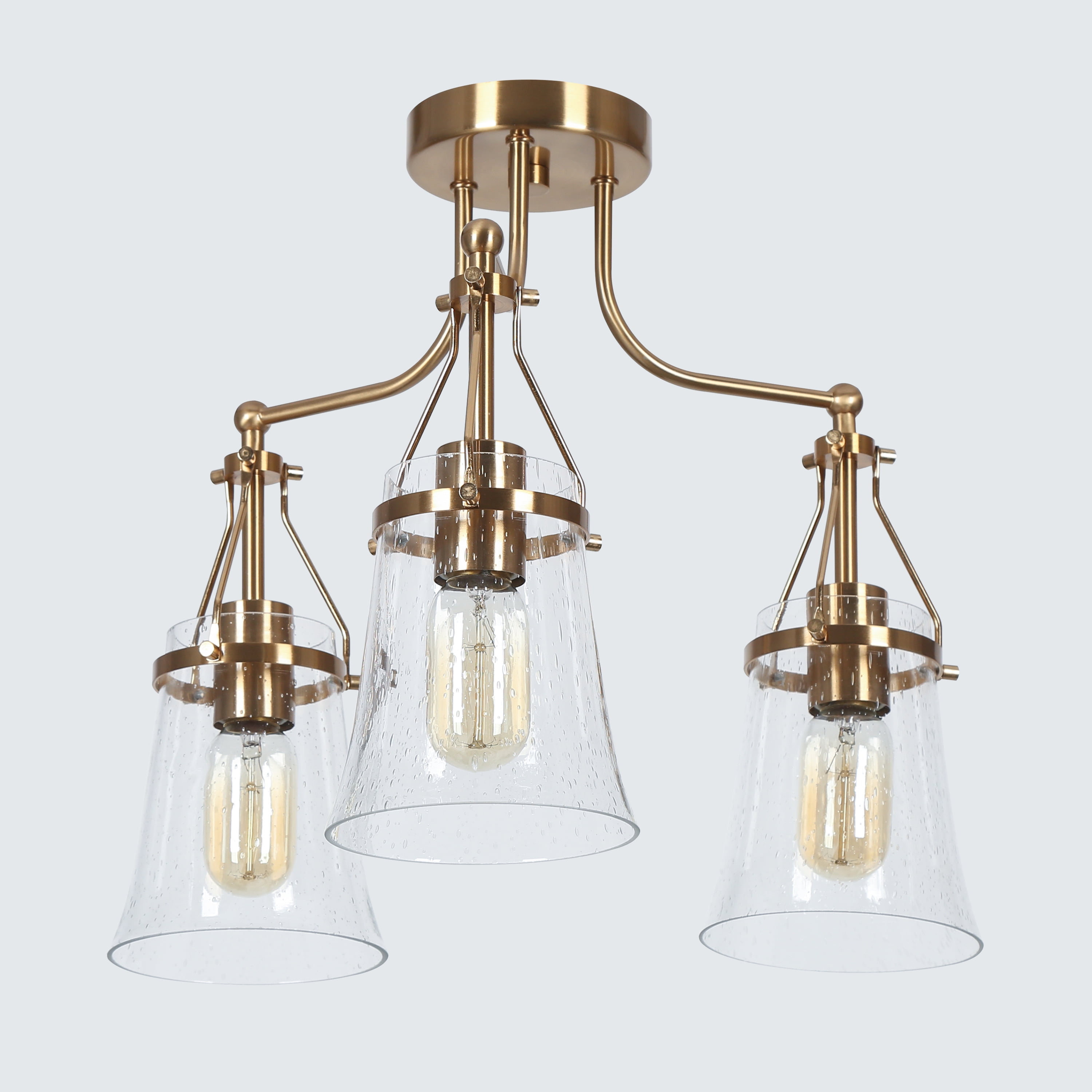 LNC Auisre 3-Light 18.9-in Polished Gold LED Semi Flush Mount Light