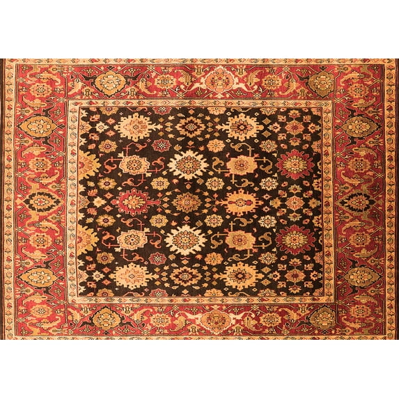 Ahgly Company Indoor Rectangle Oriental Orange Traditional Area Rugs, 5' x 7'