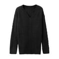 thumbnail image 2 of Innerwin Chandail Jumper Tops Col en V Chandail Femme Tricot Confortable Noir TP, 2 of 9
