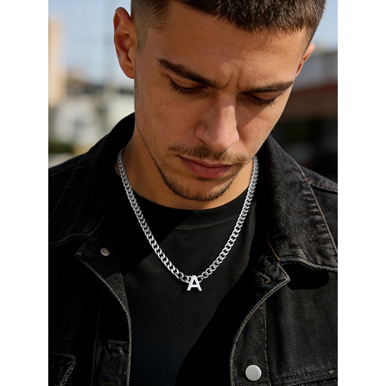 ChainsProMax Men Choker Letter Necklace 7mm Cuban Link Chain