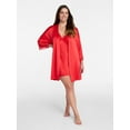 thumbnail image 2 of Joyspun Women’s Lace Trim Satin Valentine's Day Robe, Sizes S-3X, 2 of 7