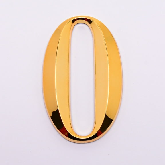 Plastic & PVC Number Sign Labels Gold Num.0 0: 69x43x8mm
