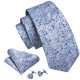 thumbnail image 2 of Juego de corbatas Barry.Wang de seda con flores, 150 cm, color azul cielo, 2 of 7