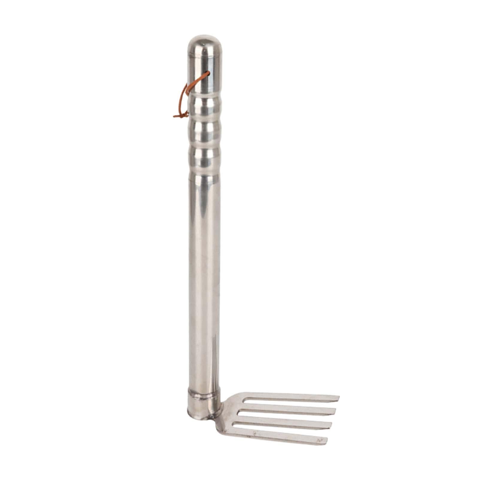 MAGIDEAL Gardening Hand Tiller Tool Stainless Steel 15.1inch Long for Outdoor Camping Rake