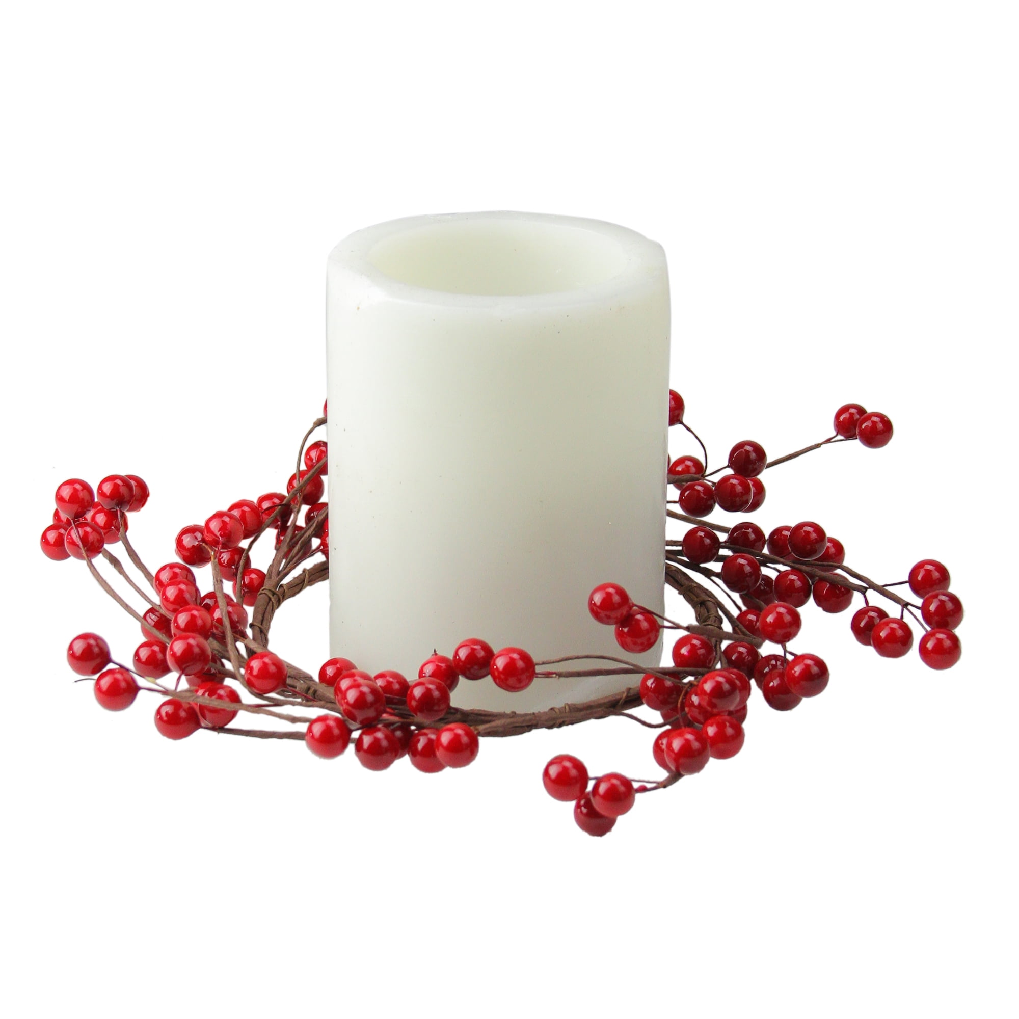 Northlight 9' Shiny Berries Artificial Christmas Candle Holder Ring - Red/Brown