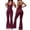 Wine, variant on Women's Halter V Neck Backless Flare Leg Jumpsuit Sexy Bodycon One Piece Outfit