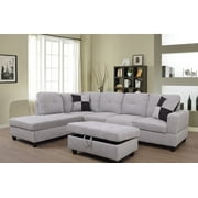 PonLiving Furniture Breeze 106.5'' Sectional Sofa with Storage Ottoman, Left Hand & Right Hand Facing 