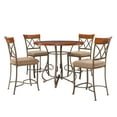 thumbnail image 2 of Roselyn 5-Piece Counter Height Pub Set, Brushed Faux Medium Cherry Wood with "Matte Pewter and Bronze" Metal, 2 of 16