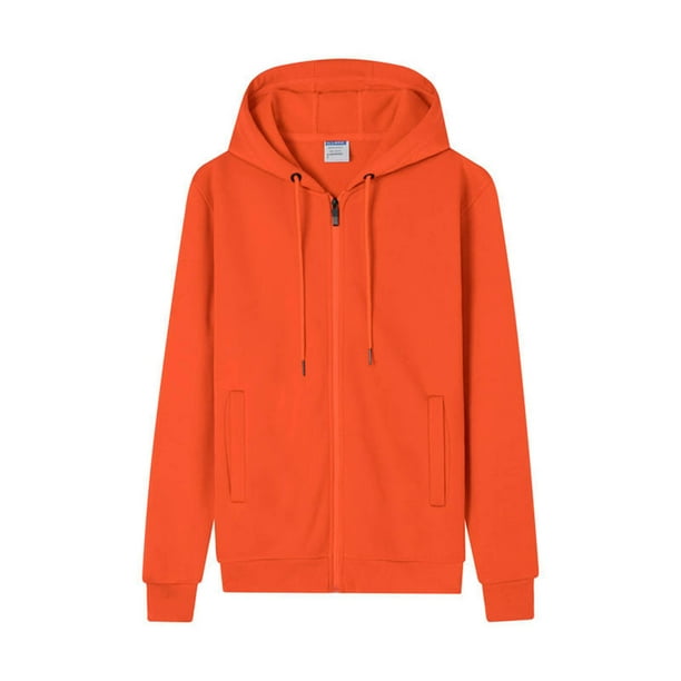 Dolkfu Sudadera con capucha de cremallera completa para hombre, sudadera de color sólido forrada de felpa, chaqueta deportiva de invierno para hombre. M