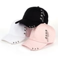 thumbnail image 6 of opvise Fashion Metal Ring Hip-Hop Baseball Cap Anti-UV Light Outdoor Women Sports Hat Black, 6 of 8