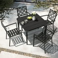 thumbnail image 4 of Nuu Garden Outdoor 5-Piece Patio Dining Set, 37 Inch Square Metal Table with Umbrella Hole and 4 Slatted Stackable Chairs, All-Weather Powder-Coated Iron for Garden, Patio, Backyard, Deck, Black, 4 of 9