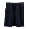 thumbnail image 6 of AWARDER Men's Summer 2-Piece Set, Knitted Solid Color Jacquard Short Sleeve T-Shirt and Casual Shorts, Breathable Lounge Outfit For Spring and Summer Season,Navy,M, 6 of 9