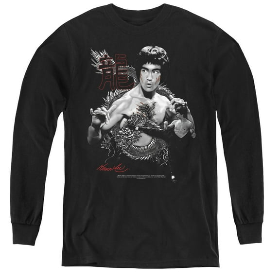 Bruce Lee The Dragon Youth Long Sleeve T-Shirt Tee Black