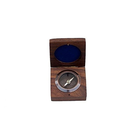- Antique Copper Desk Compass with Rosewood Box 3''