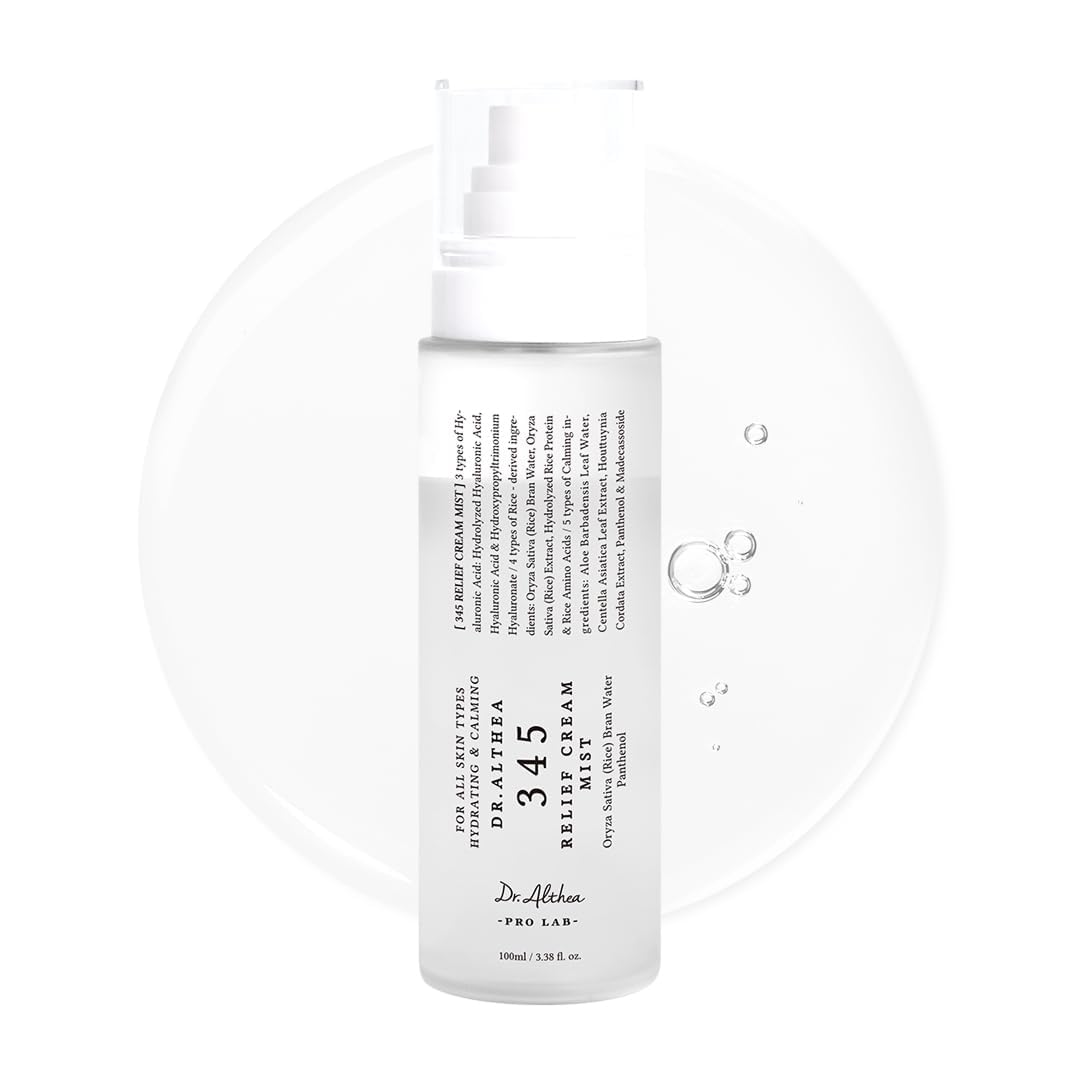 Dr. Althea 345 Relief Cream Mist, Dual-Layer Hydrating Facial Spray with Rice Extract, Lightweight Vegan Korean Skincare for Dry Skin, 3.38 fl oz
