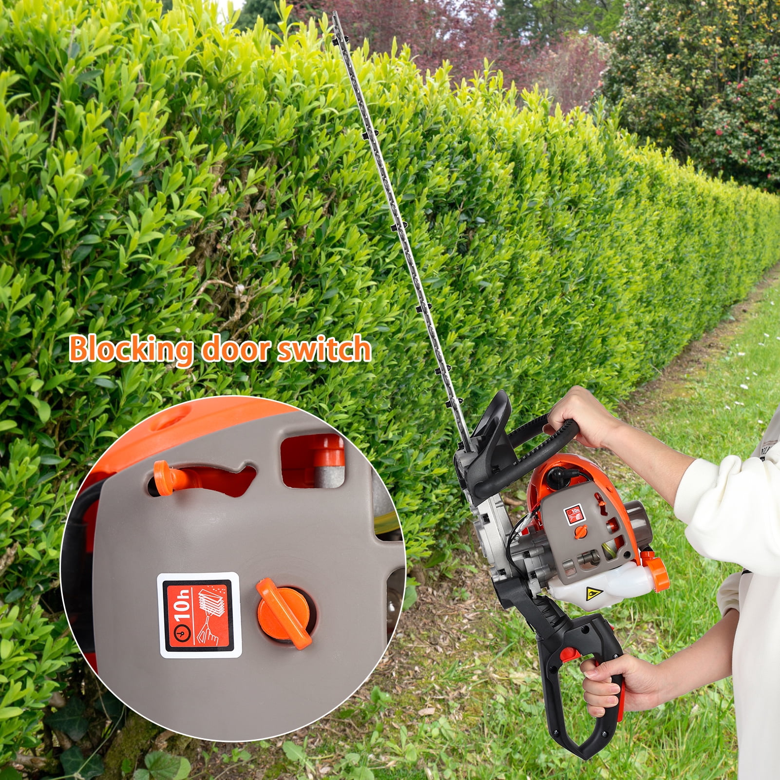 HomeLife 26cc Gas Powered Weed Trimmer, Dual Sided 24" Wide Blade Hedge Trimmer, Cordless Gas Weed Eater, 2-Stroke Brush Cutter, Handheld Chainsaw Hedge Pruner for Home, Yard, Garden