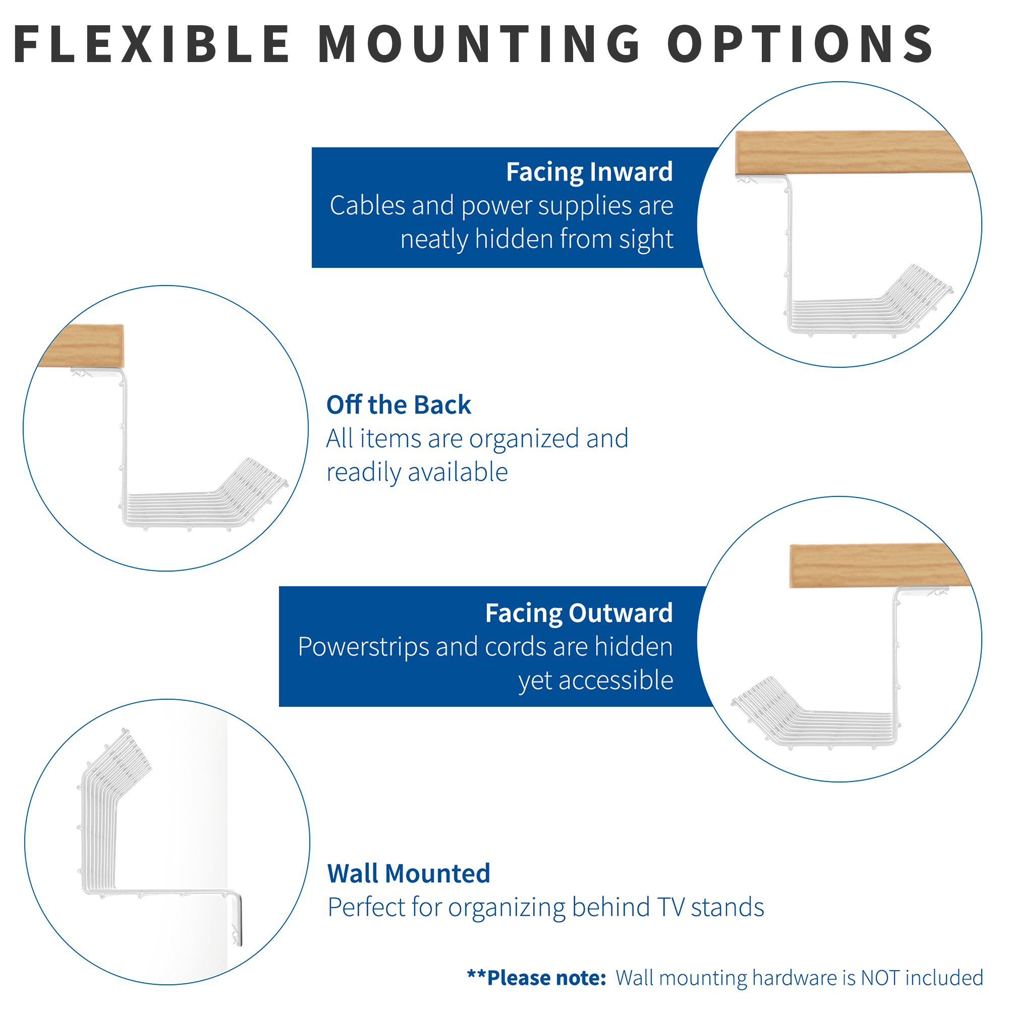 vivo White Magnetic Vertical Cable Management Channel, Wire Organizer