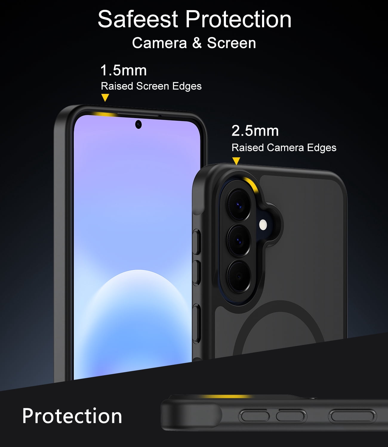for Samsung Galaxy A57 5G Case Compatible with MagSafe, Translucent Matte Shockproof Phone Case Cover - Black