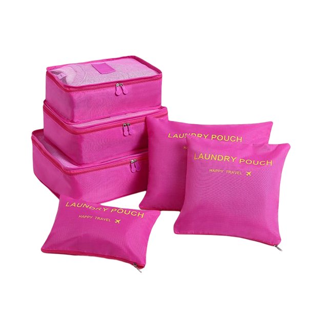 Bolsas De Almacenamiento De Viaje 6 unids/set bolsa de almacenamiento de equipaje bolsa de embalaje de viaje para ropa interior de zapatos (rosa roja)