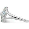 thumbnail image 4 of Sterling Silver Rhodium Aquamarine Diamond Ring (Size 7) Made In Thailand qdx892-7, 4 of 6