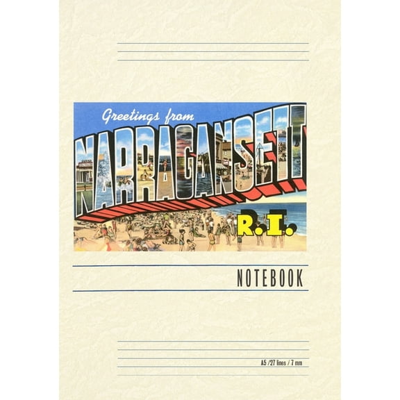 Vintage Lined Notebook Greetings from Narragansett, (Paperback)