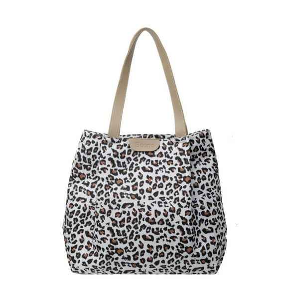 Leopard Print Large-Capacity Canvas Tote Bag, Stylish & Versatile for Daily Commute & Shopping, White Canvas with Leopard Print, Women's Bag